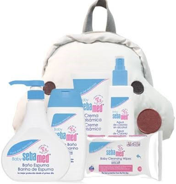 Рюкзак з косметикою для дітей Sebamed Baby Clouds Backpack Set 6 szt (8431166243185) - зображення 1