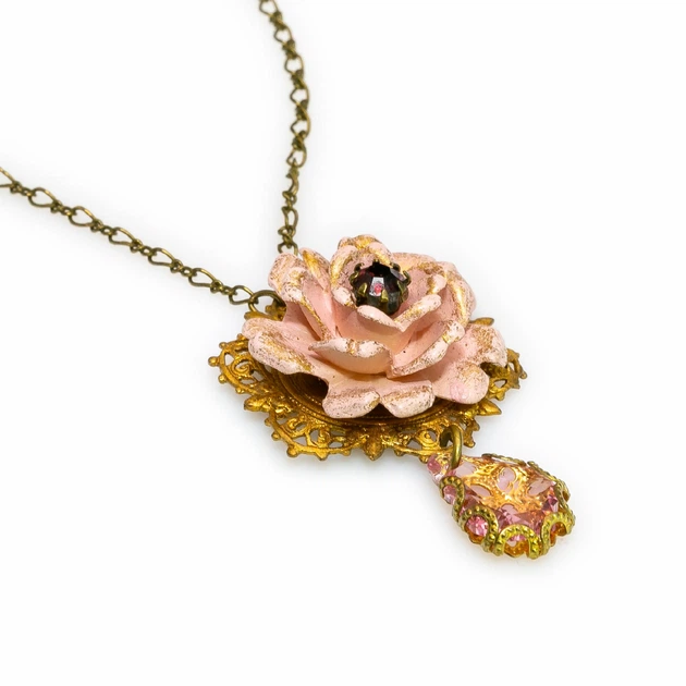 Кольє Michal Negrin "Цвітіння Троянди" з рожевими кристалами Swarovski - Фото 1 Кольє Michal Negrin "Цвітіння Троянди" з рожевими кристалами Swarovski - зображення 1