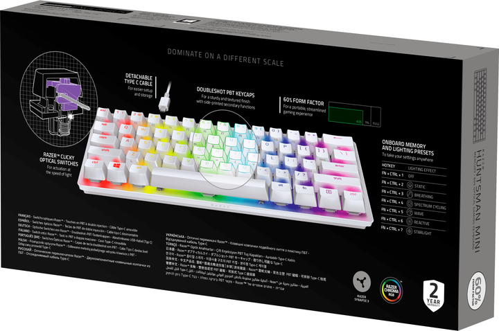 Klawiatura przewodowa Razer Huntsman Mini Mercury Red Switch RU USB (RZ03-03392200-R3R1) - obraz 4