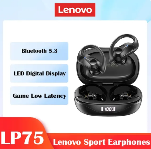 Беспроводные наушники Lenovo LP75 ThinkPlus Bluetooth 5.3 для iPhone/Android (Black) - Фото 6 Беспроводные наушники Lenovo LP75 ThinkPlus Bluetooth 5.3 для iPhone/Android (Black) - изображение 6