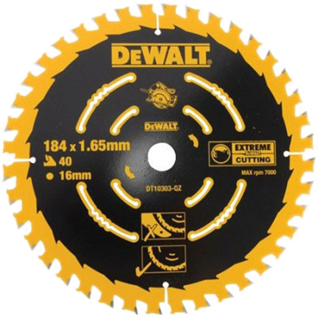 Диск пильний DeWalt по дереву 184 мм 40 (DT10303-QZ) - зображення 1