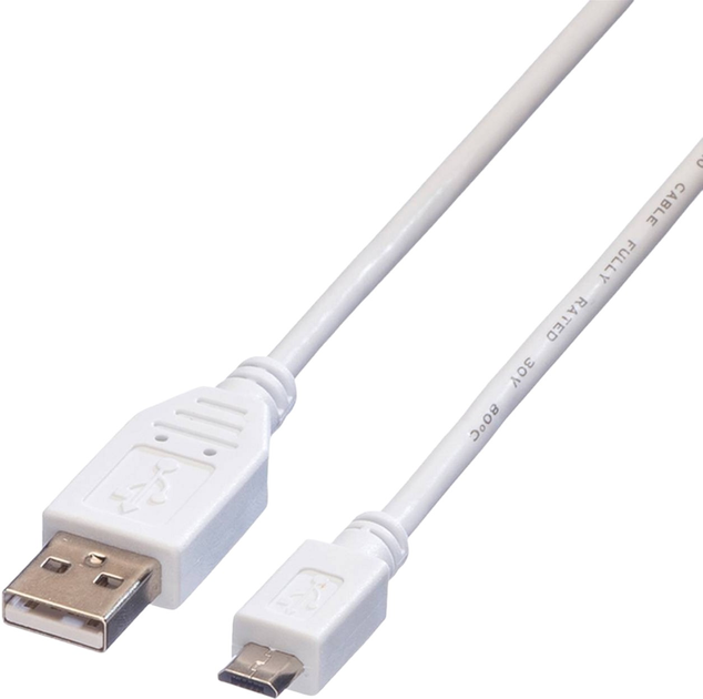 Kabel Value USB Type-A - micro-USB 1.8 m White (11.99.8752) - obraz 1