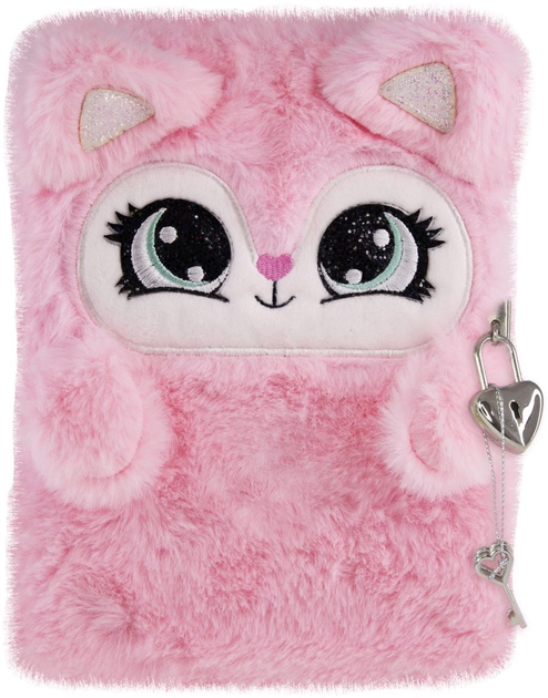 Pamiętnik na kłódkę Tinka Plush Diary with Lock Rosa Cat (7036578021461) - obraz 1