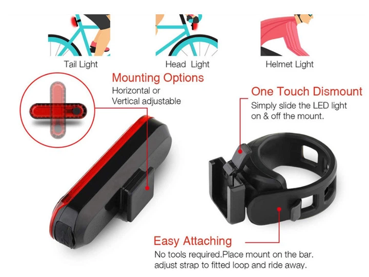 Задній стоп USB 50 Lumens для велосипеда + usb-шнур Feel Fit - зображення 11