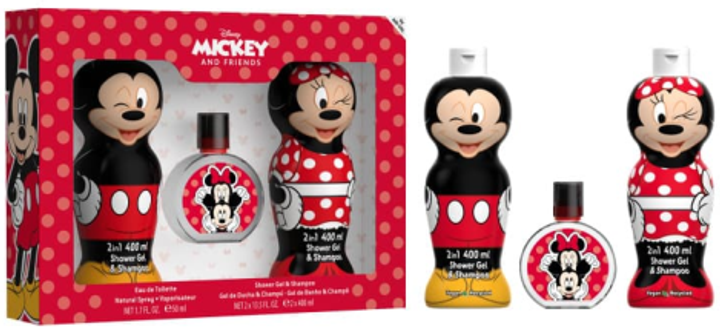 Zestaw dla dzieci CARTOON Air-Val Mickey y Minnie woda toletowa 50 ml + żel pod prysznic x 2 400 ml (8411114092508) - obraz 1