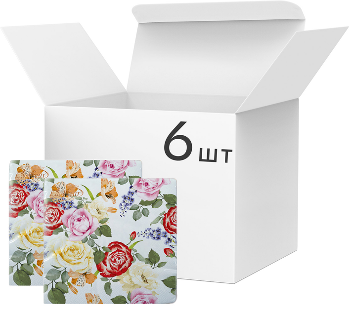 Упаковка салфеток La Fleur Удивительные розы 33х33 см 2 слоя 6 пачек по ...