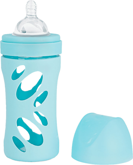 Butelka Twistshake szklana antykolkowa ze smoczkiem silikonowym Pastel Blue 260 ml (7350083125835) - obraz 1
