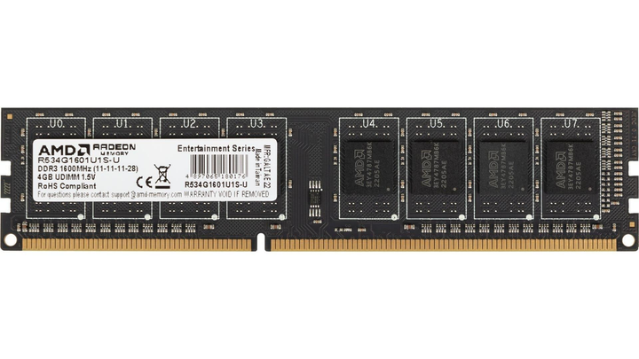 Модуль пам'яті AMD DDR3 4Gb 1600 MHz (R534G1601U1S-U) – фото, відгуки ...