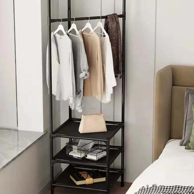 Вешалка напольная Loft угловая стойка для одежды и обуви с 3 полками 180 см (RD-9008) - Фото 5 Вешалка напольная Loft угловая стойка для одежды и обуви с 3 полками 180 см (RD-9008) - изображение 5