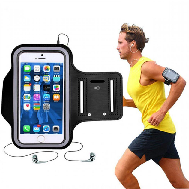 Спортивный чехол для телефона на руку, размер 6.0'' - чёрный | Sport Armband Case, Black