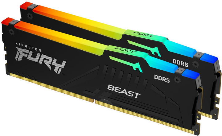 Pamięć RAM Kingston FURY DDR5-4800 65536MB PC5-38400 (Kit of 2x32768) Beast RGB Black (KF548C38BBAK2-64) - obraz 1