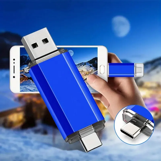 Флешка usb BLUE 64 gb + type C - изображение 2