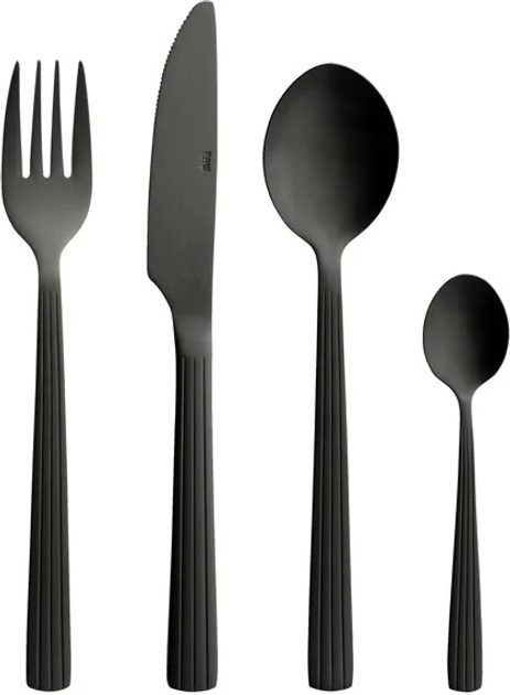 Zestaw sztućców Aida Raw Cutlery Matte black 24 szt (5709554146312) - obraz 1