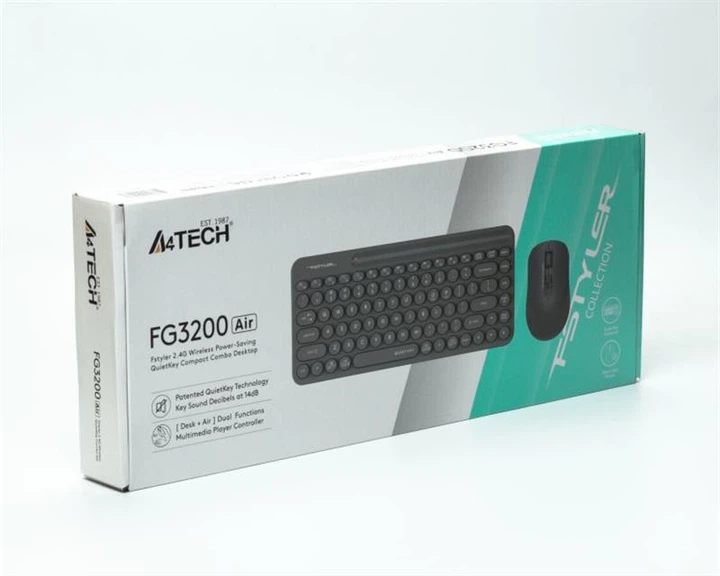 Комплект (клавіатура, мишка) бездротовий A4Tech Fstyler FG3200 Air Grey - Фото 6 Комплект (клавіатура, мишка) бездротовий A4Tech Fstyler FG3200 Air Grey - изображение 6