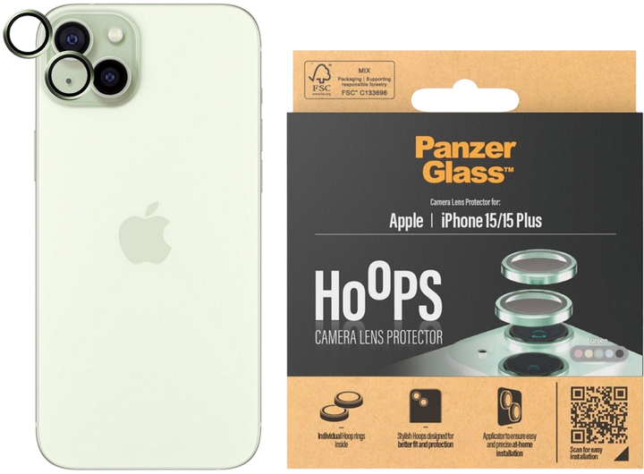 Szkło hartowane PanzerGlass Hoops Camera Lens Protector do Apple iPhone 15 / 15 Plus Green (5711724011917) - obraz 2