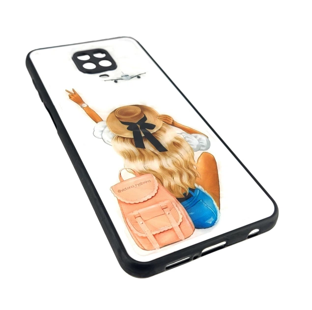 Чехол Prisma для телефона Xiaomi Redmi Note 9 Pro бампер рисунок lady airplane - изображение 2
