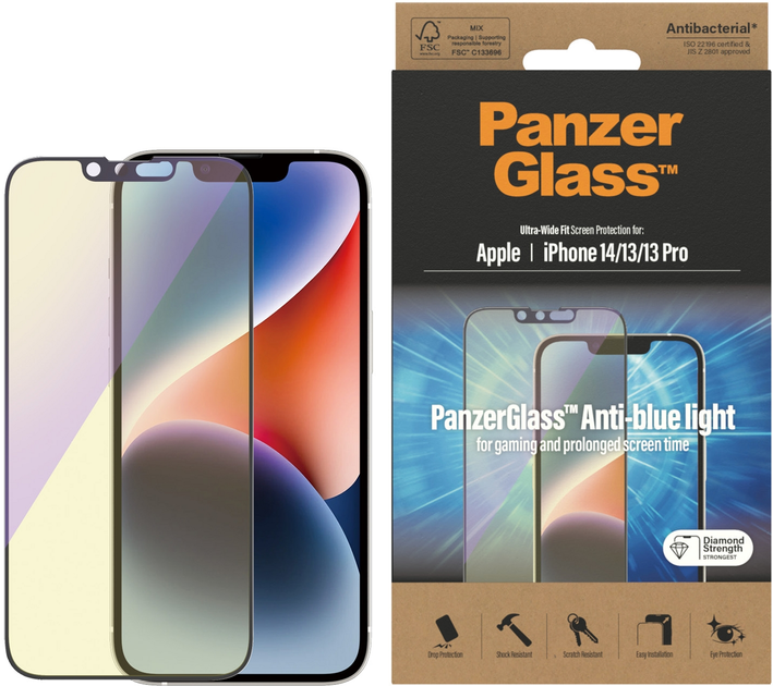 Захисне скло PanzerGlass Anti-blue light Screen Protector для Apple iPhone 14 / 13 / 13 Pro Ultra-Wide Fit (5711724027796) - зображення 1
