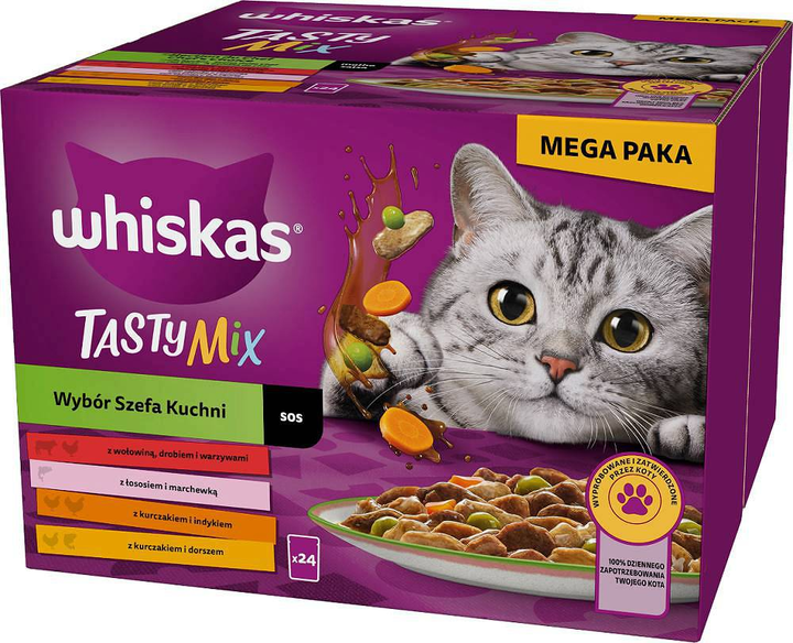 Вологий корм для котів Whiskas Вибір від шеф-кухаря в соусі 24 x 85 г (4008429158032) - зображення 1