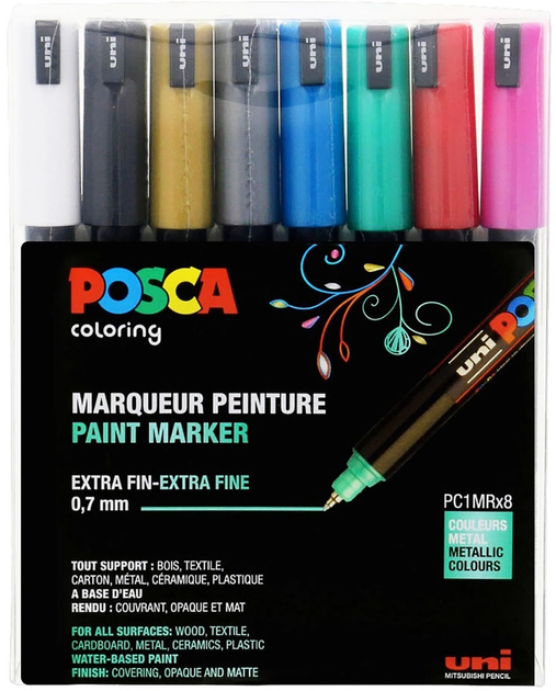 Zestaw markerów Posca PC 1MR Metallic Colors 8 szt (3296280033358) - obraz 1