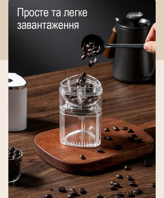 Кофемолка измельчитель мельница машинка аккумуляторная с жерновами регулировкой помола 7.5x19 см (476317-Prob) Белая - изображение 4