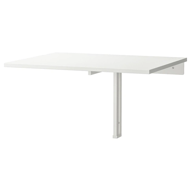 Стол откидной стенного крепежа IKEA НОРБЕРГ, белый, 74x60 см, 301.805.04 - изображение 2