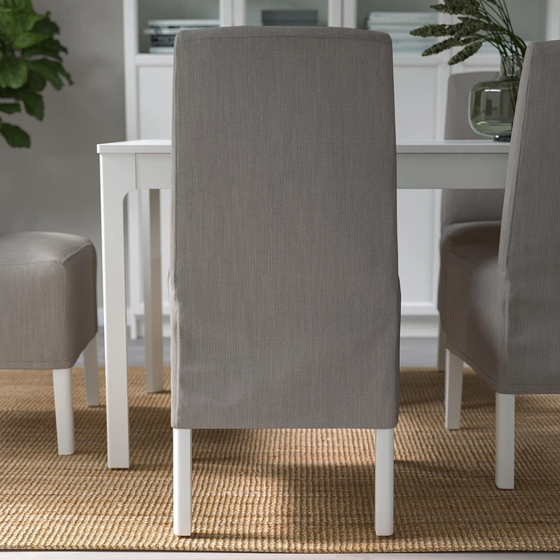 Стул средней длины с чехлом IKEA BERGMUND, белый, Нольхага серый, без, 393.900.03 - Фото 6 Стул средней длины с чехлом IKEA BERGMUND, белый, Нольхага серый, без, 393.900.03 - изображение 6