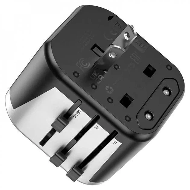 Блок живлення travel adapter Швидка зарядка МЗП Hoco AC5 Level PD30W+QC3.0 для подорожі black/silver - Фото 3 Блок живлення travel adapter Швидка зарядка МЗП Hoco AC5 Level PD30W+QC3.0 для подорожі black/silver - зображення 3