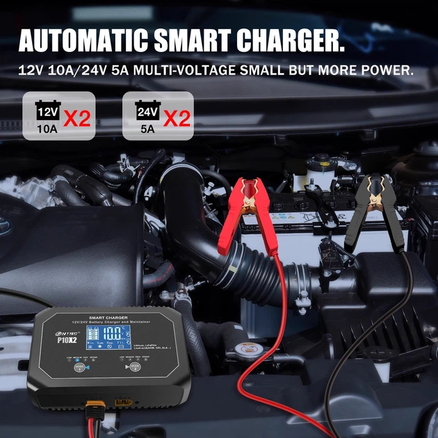 Автоматическое зарядное устройство HTRC P10X2 12/24V 10/5A для кислотных, гелевых, AGM и LiFePO4 аккумуляторов - изображение 5