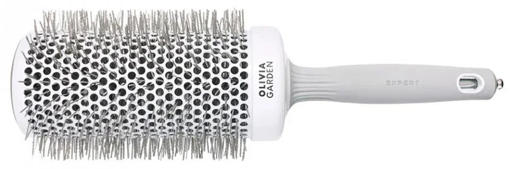 Кругла щітка Olivia Garden Expert Blowout Speed Wavy Bristles для сушіння та моделювання волосся Біла/Сіра 65 мм (5414343020284) - зображення 1