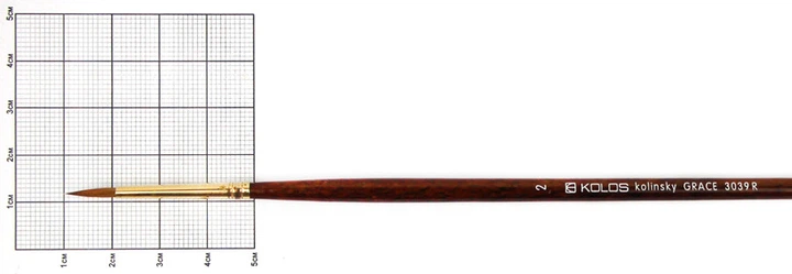 Пензель колонок круглий Kolos Kolinsky Grace 3039R № 2 довга ручка (4230390R02) - зображення 2