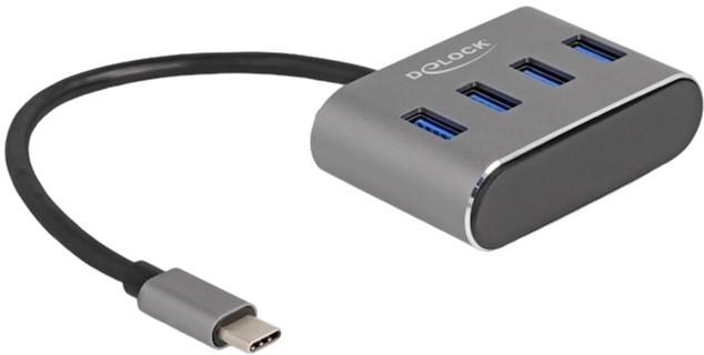 USB-хаб DeLOCK USB 3.0 Type-C 4-портовий Grey (4043619632237) - зображення 1