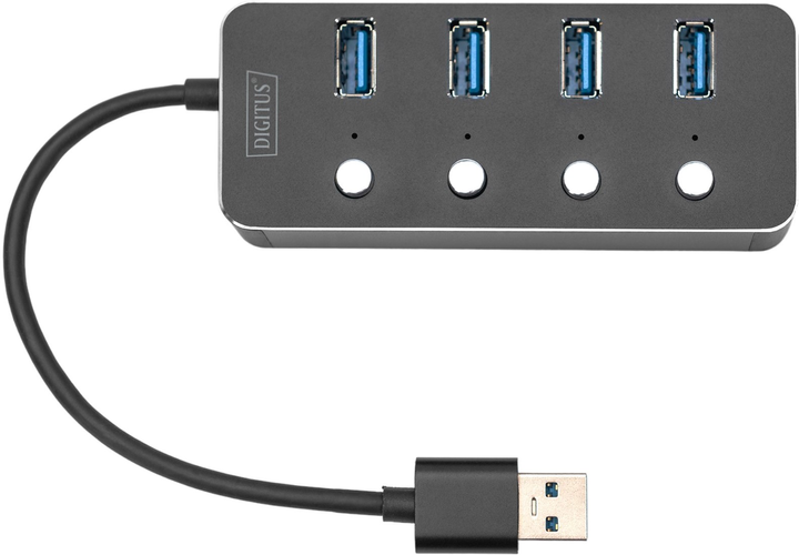 Hub USB Digitus USB 3.0 Type-A 4-portowy z wyłącznikami Grey (DA-70247) - obraz 2