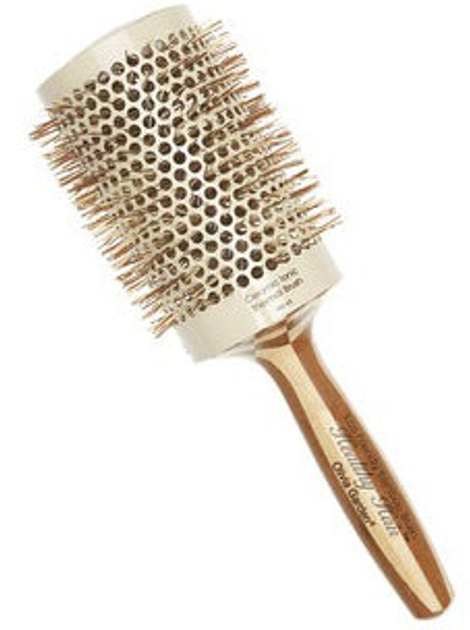 Okrągła szczotka Olivia Garden Healthy Hair Eco Friendly Bamboo do włosów Brązowa/Biała HH63 (5414343010186) - obraz 1