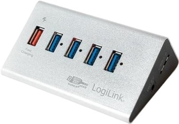 USB-хаб LogiLink USB Micro-B to 5 x USB-A 3.2 Silver (4052792033687) - зображення 1