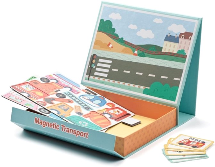 Набір транспортних засобів ET Toys Small Wood Magnetic Vehicle Carry Box (5711336035851) - зображення 1