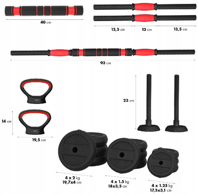 Zestaw ciężarów HMS PRO SET 6 w 1 SGN120 20 kg (5907695553000) - obraz 5