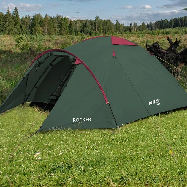 Туристичний намет Nils Camp NC6013 Rocker зелено-червоний - изображение 13