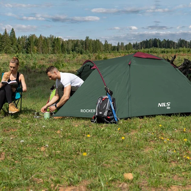 Туристичний намет Nils Camp NC6013 Rocker зелено-червоний - изображение 14