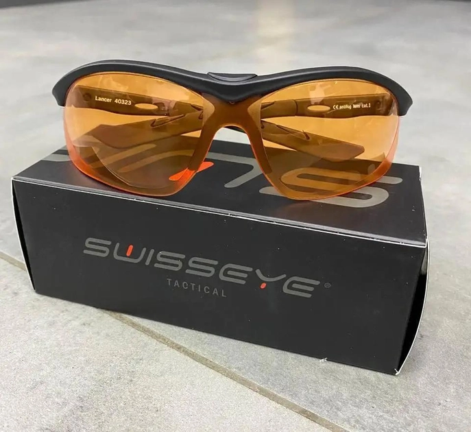 Балістичні окуляри Swiss Eye Lancer з помаранчевим склом чорні (241695) - зображення 1