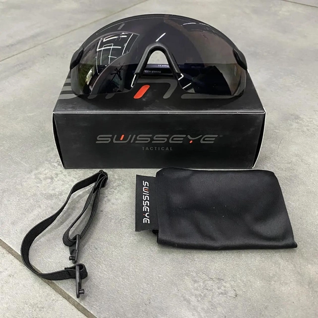 Баллистические очки Swiss Eye Defense Smoke с дымчатой линзой черные (243827) - изображение 1