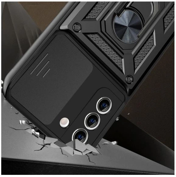 Чехол Camshield c кольцом-подставкой на Samsung Galaxy S21 зеленый - изображение 2