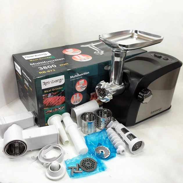 М'ясорубка електрична Rainberg з металевими шестернями в редукторі FP-25 - зображення 3