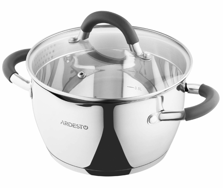 Кастрюля со стеклянной крышкой и сливом Ardesto Gemini Livorno 2.3л ...
