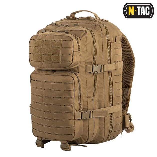 Рюкзак тактический (36 л) M-Tac Large Assault Pack Laser Cut Tan Армейский Coyte (Койот) с D-кольцом - изображение 1