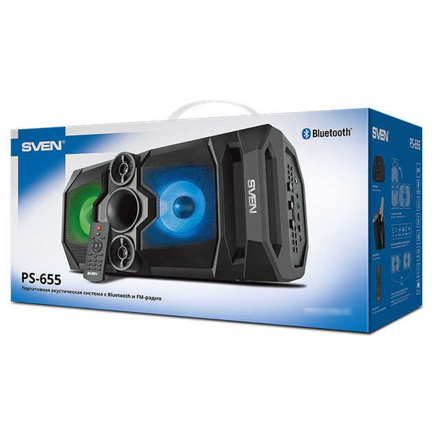 Колонка SVEN PS-655 Black (bluetooth, подсветка, караоке) - изображение 6