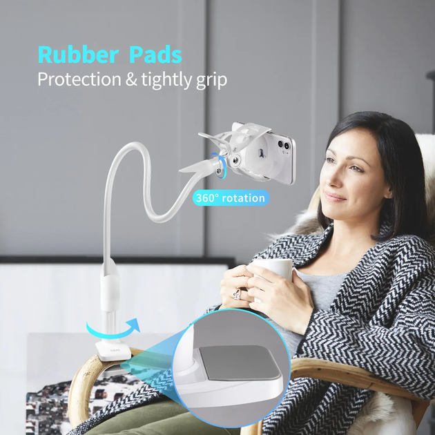 Гнучкий тримач для телефону з прищіпкою VHG IVY I 85 см Flexible Mobile Holder White - изображение 7