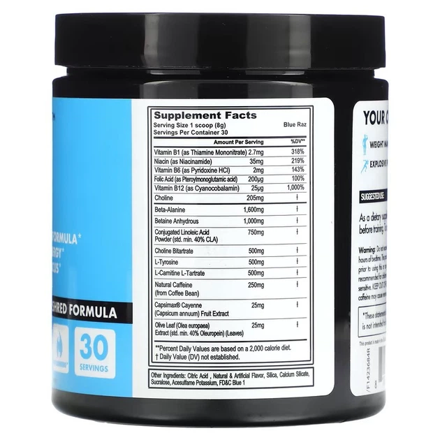 Предтренировочный комплекс FITCODE LeanPre Pre-Workout Shred Formula 240 g (Blue Raspberry) - изображение 2