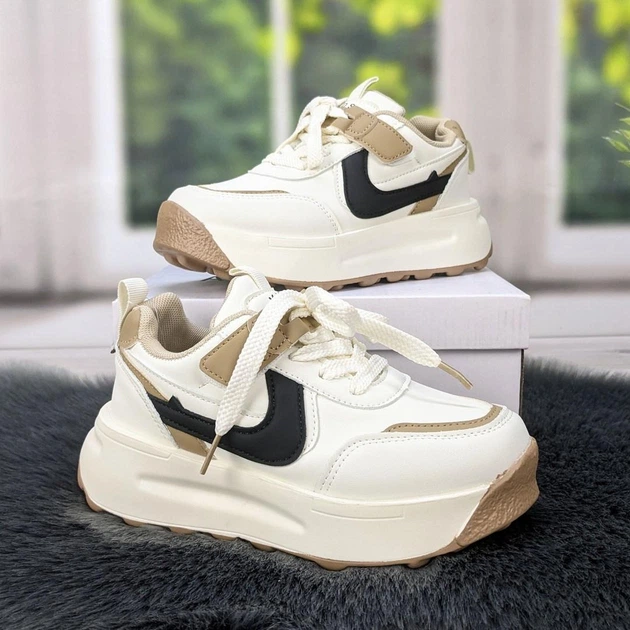 Кроссовки детские для девочки Lilin shoes молочного цвета 36 р (23 см) 5282 - изображение 3