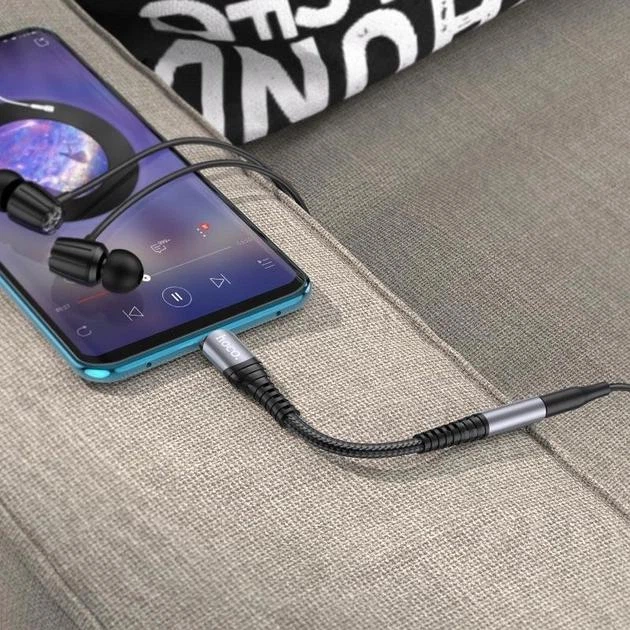 Перехідник Hoco LS33 адаптер Type-C to AUX (3.5mm, на OTG, для планшетів та смартфонів, TPE) - Сірий - зображення 3