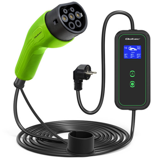 Зарядний пристрій Qoltec Mobile charger for EV 2-in-1 type 2 3.5 кВт 230 В - зображення 1